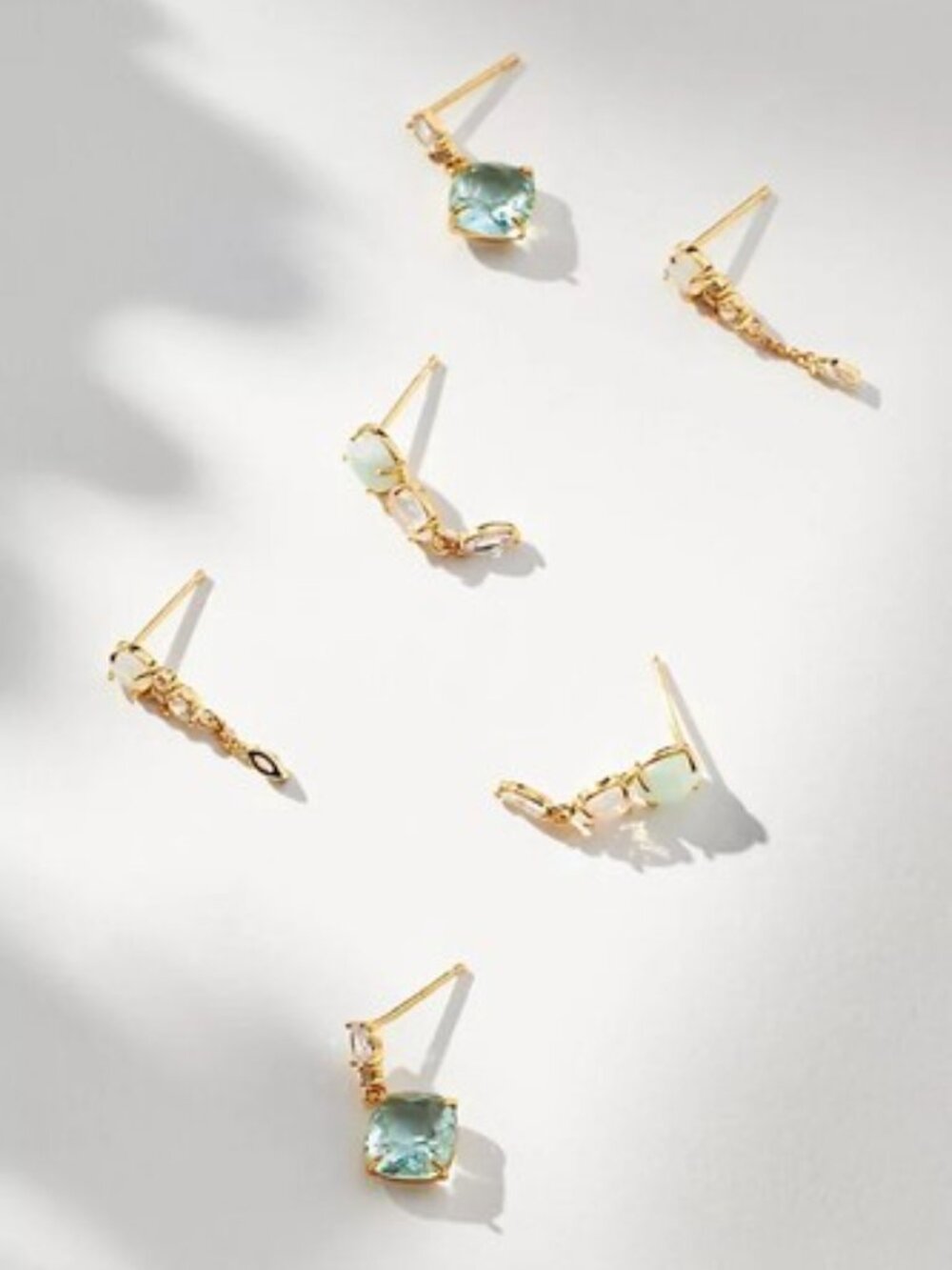 Anthropologie Delicate Gem Drop Earrings, Set of 3 NWT